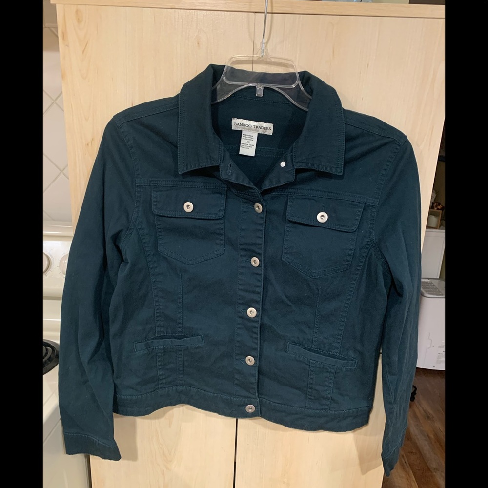 HUNTER GREEN DENIM LIKE JACKET SIZE XL
